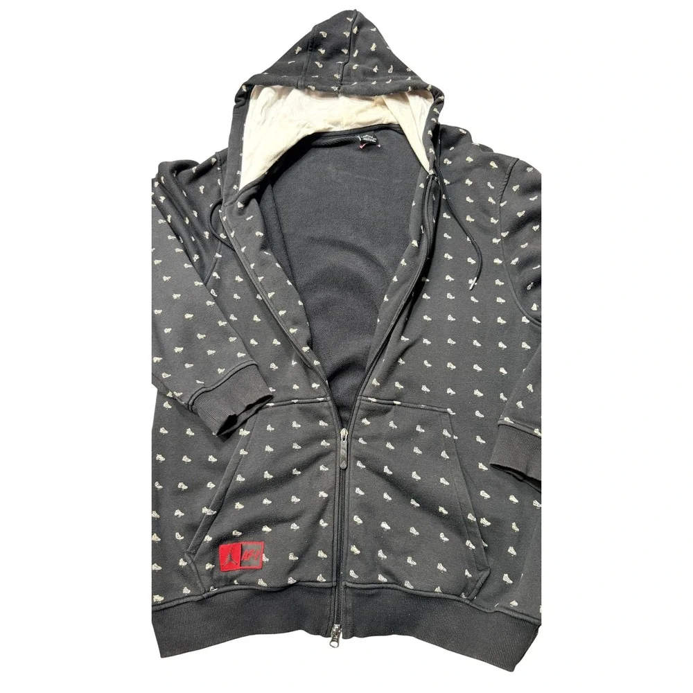 Jordan Jumpman Hoodie Large Full Zip Sneaker Print Black Red Logo Basketball Y2K